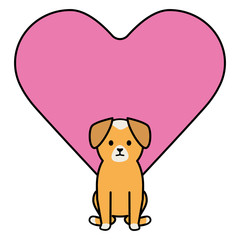 little dog adorable mascot with heart