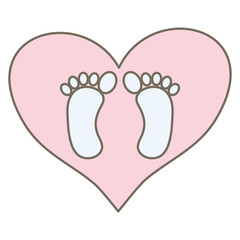 baby foot prints in heart love