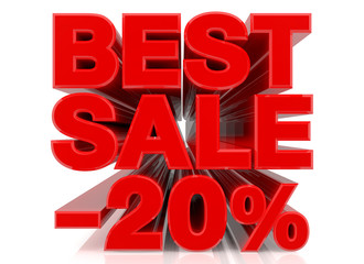 BEST SALE -20% word collection on white background 3d rendering