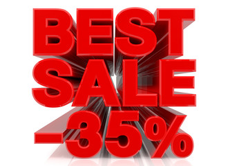 BEST SALE -35% word collection on white background 3d rendering