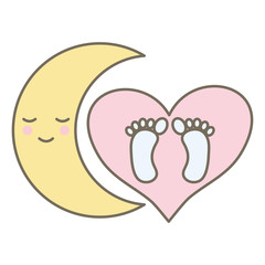 baby foot prints in heart love and moon
