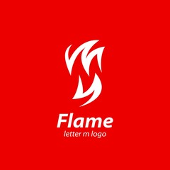 Letter M alphabet logo in flame shape icon vector design