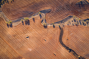 aerial view wheat fields near Northampton, WA - obrazy, fototapety, plakaty