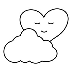 heart love kawaii with cloud