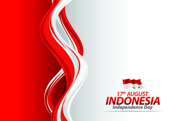 Vector Illustration of Indonesia flag for poster. 17th August Indonesia Independence Day concept.