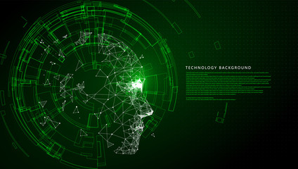 Obraz premium The combination of circuit and head shape, artificial intelligence, the moral of the electronic world, vector illustration.