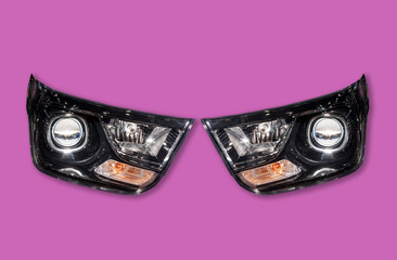 Car headlight isolated from background