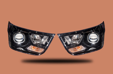 Car headlight isolated from background
