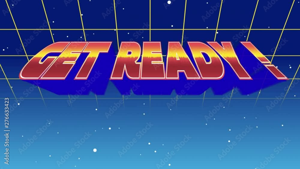 Aufkleber get ready text for an arcade game