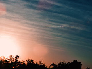 Fototapeta premium airplane on sunset