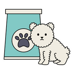little dog adorable with paperbag and footprint