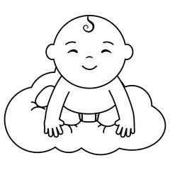 cute little baby boy floating in cloud