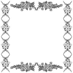 Vector illustration template for leaf flower frames isolated on white backdrop