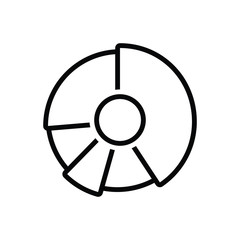 Black line icon for pie chart 