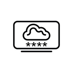 Black line icon for cloud computing login 