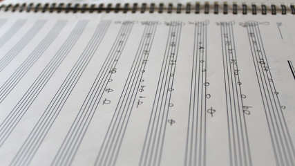 Handwritten music notes, music theory practice