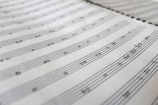 Handwritten music notes, music theory practice