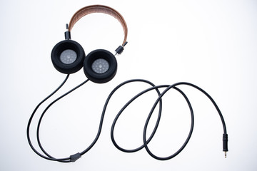 Classic headphones isolated on white background