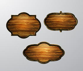 Vector realistic illustration of wooden signboard