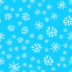 Chamomile vector seamless pattern in sketch style. Seamless floral design. Vector floral print. Abstract flower pattern. Modern design. Hand drawn illustration isolated on blue background