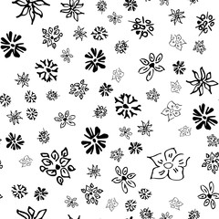 Chamomile vector seamless pattern in sketch style. Seamless floral design. Vector floral print. Abstract flower pattern. Modern design. Hand drawn illustration isolated on white background