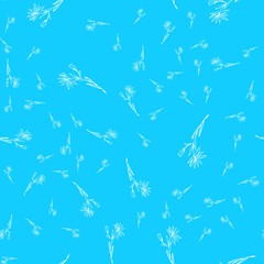 Seamless pattern with wildflowers on blue background for print design. Print, design element. Seamless floral pattern. Fashion vector illustration. Summer background