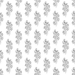 Seamless pattern with wildflowers on white background for print design. Print, design element. Seamless floral pattern. Fashion vector illustration. Summer background