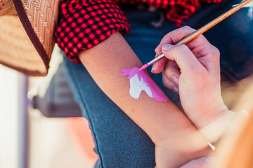 Unicorn Facepaint On Little Kid