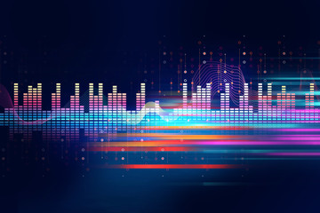 Audio waveform abstract technology background