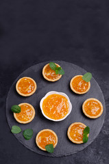 Tartlets with orange jam