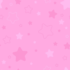 baby seamless pattern with сute stars. pink vector continious background. textile paint. fabric swatch. wrapping paper