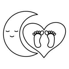 baby foot prints in heart love and moon
