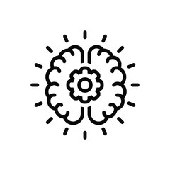 Black line icon for brainstorming