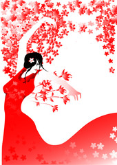 Fototapeta premium フラメンコ, 女性, 踊り, さくら