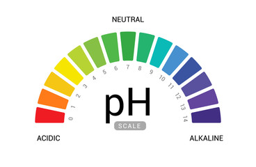 pH scale indicator chart diagram acidic alkaline measure. pH analysis vector chemical scale value test - obrazy, fototapety, plakaty