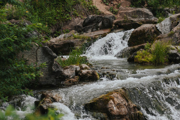  rough mountain river. water splashes in the river