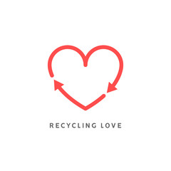 Recycle heart arrow sign. Recycle love icon vector. Heart shape cycle earth enviromental background concept
