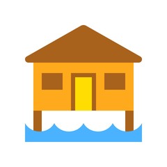 Bungalow vector, tropical related flat style icon