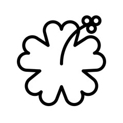 Hibiscus vector, tropical related line style icon