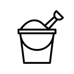 Sand bucket vector, tropical related line style icon