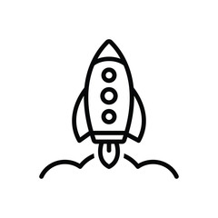 Black line icon for rocket 