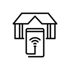 Black line icon for smart home