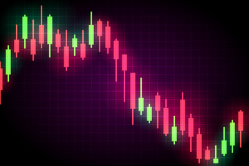 Candlestick chart, stock falls illustration.