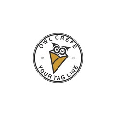 owl crepes food logo design