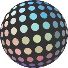 Iridescent blue yellow pink muted mosaic ball 3d on white background isolated. Creative element for design.