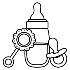 baby bottle milk with accessories icons