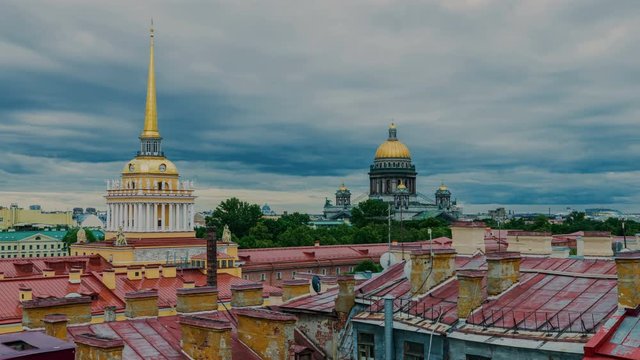 St. Petersburg, timelapse, St. Isaac's Cathedral and the Admiralty