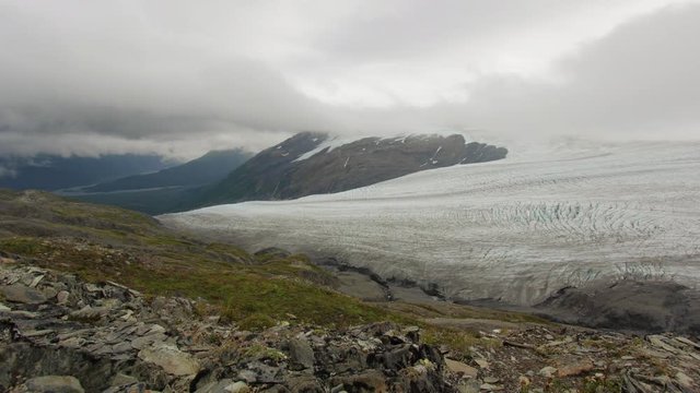 Clouds Passing Over Glacier In Alaska