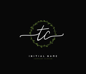 T C TC Beauty vector initial logo, handwriting logo of initial signature, wedding, fashion, jewerly, boutique, floral and botanical with creative template for any company or business.