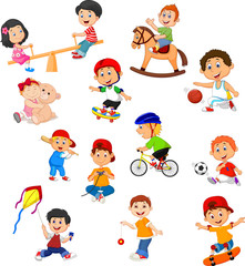 Set of kids with different sport activities
